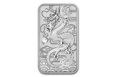 Barra de prata de 1 oz Australiana com Dragão